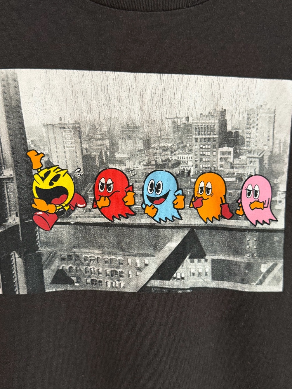 Vintage Black Pac-Man Graphic Tee with Colorful Ghosts - Picture 2 of 4